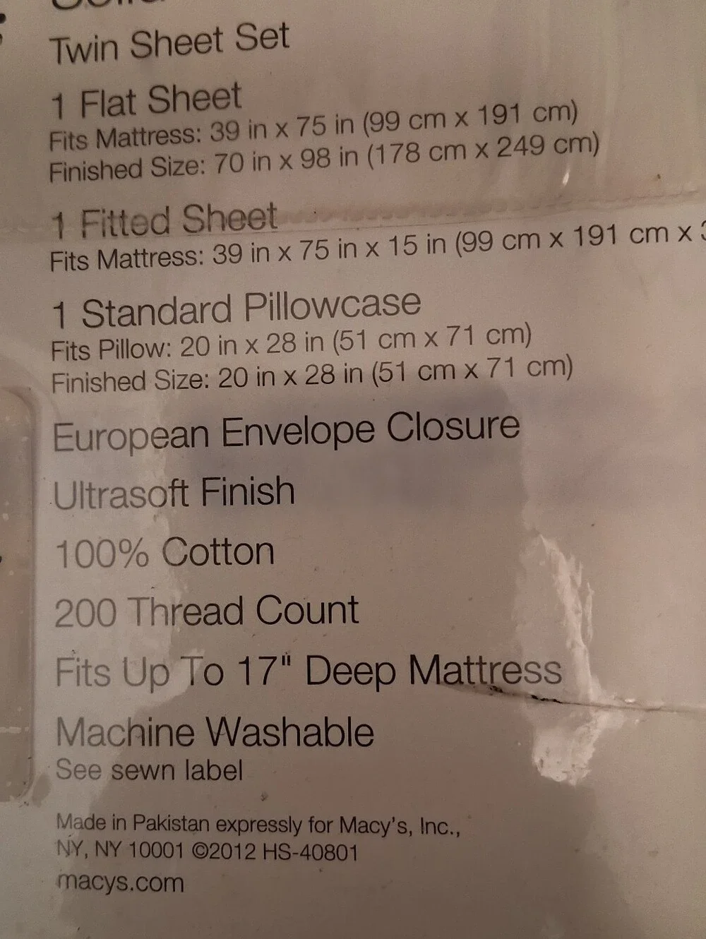 NEW Style & Co Home (Macy's)Twin 100% Cotton 200 Thread Count White Sheet Set